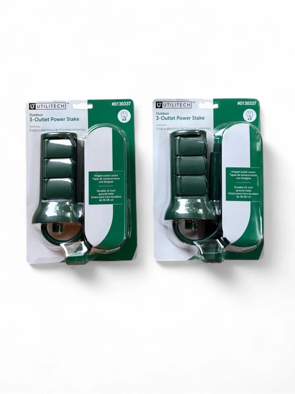 3-Outlet Power Stake Hinged Outdoor Durable 12